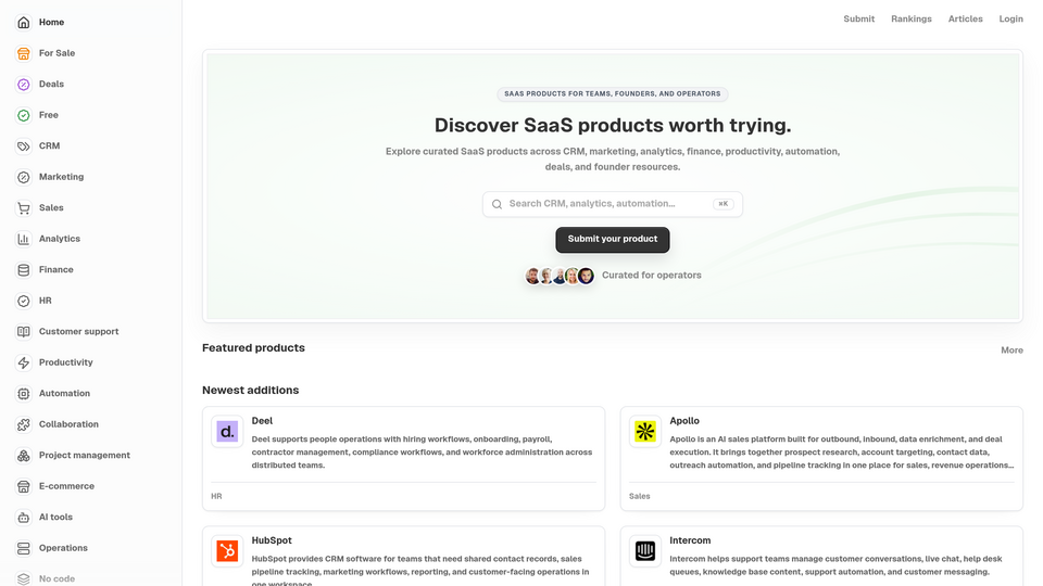 Screenshot of SaaSRove