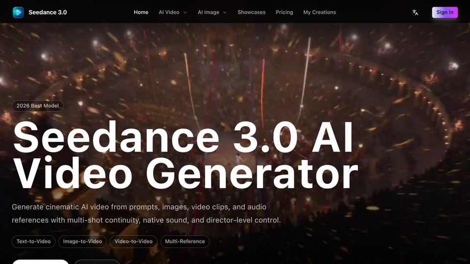 Screenshot of Seedance 3.0 AI Video