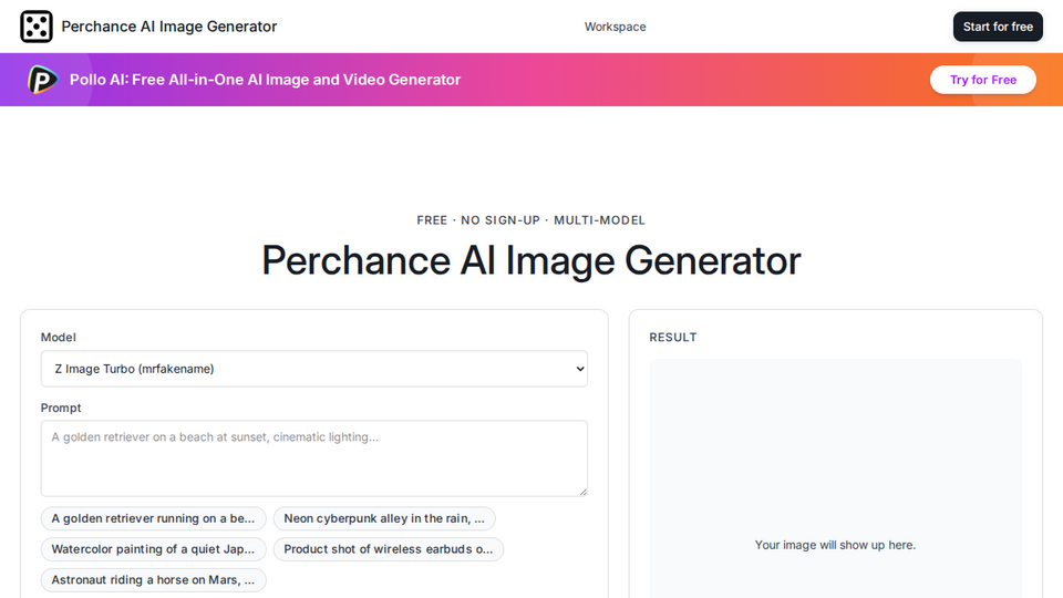 Screenshot of Perchance AI Image Gener