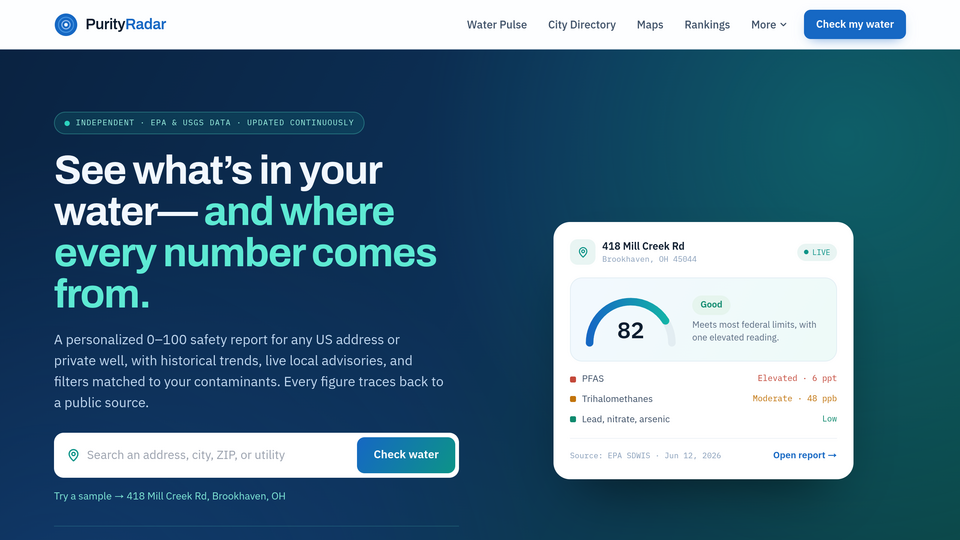 Screenshot of PurityRadar