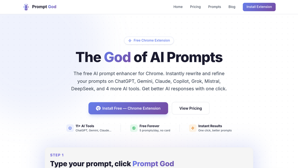 Screenshot of promptgod.tech