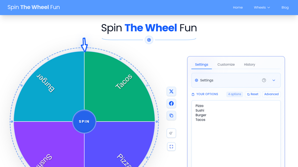 Screenshot of SpinTheWheelFun