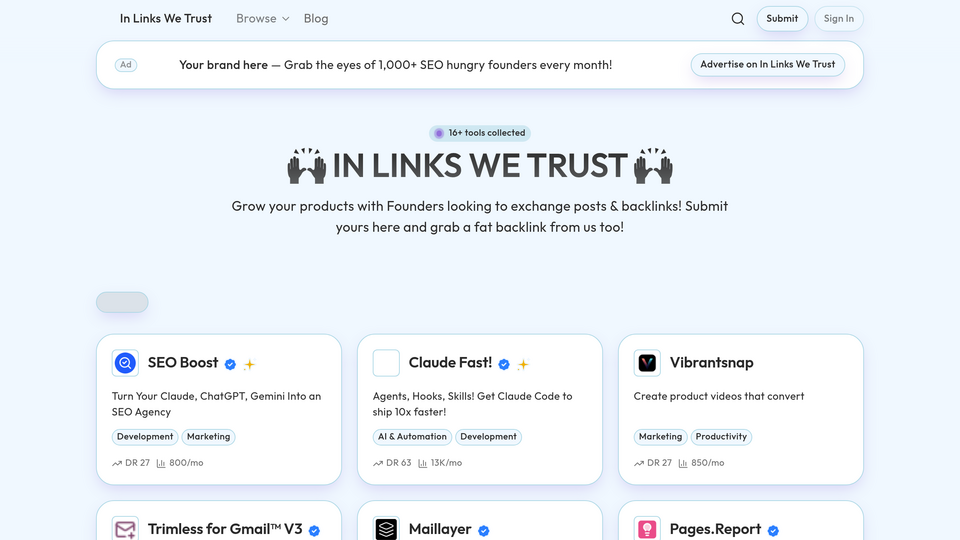 Screenshot of In Links We Trust