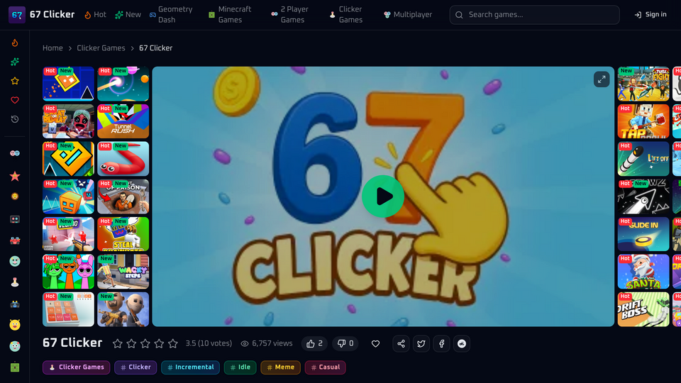 Screenshot of 67 Clicker