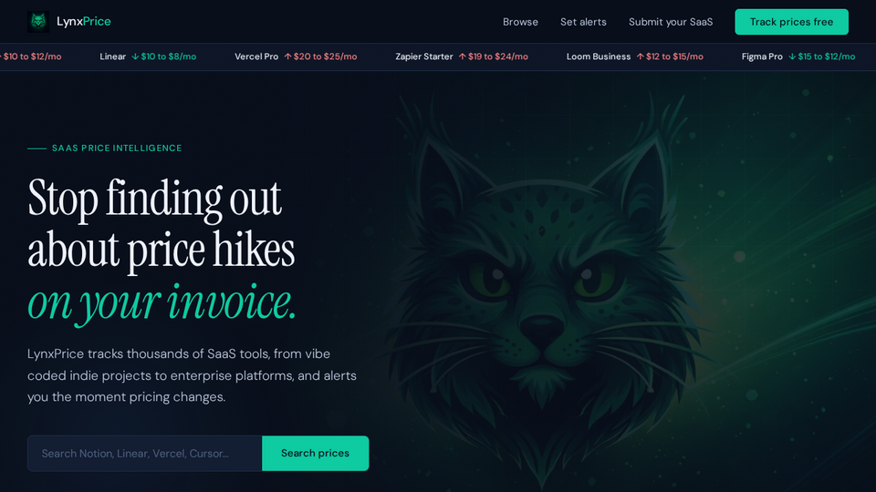 Screenshot of LynxPrice