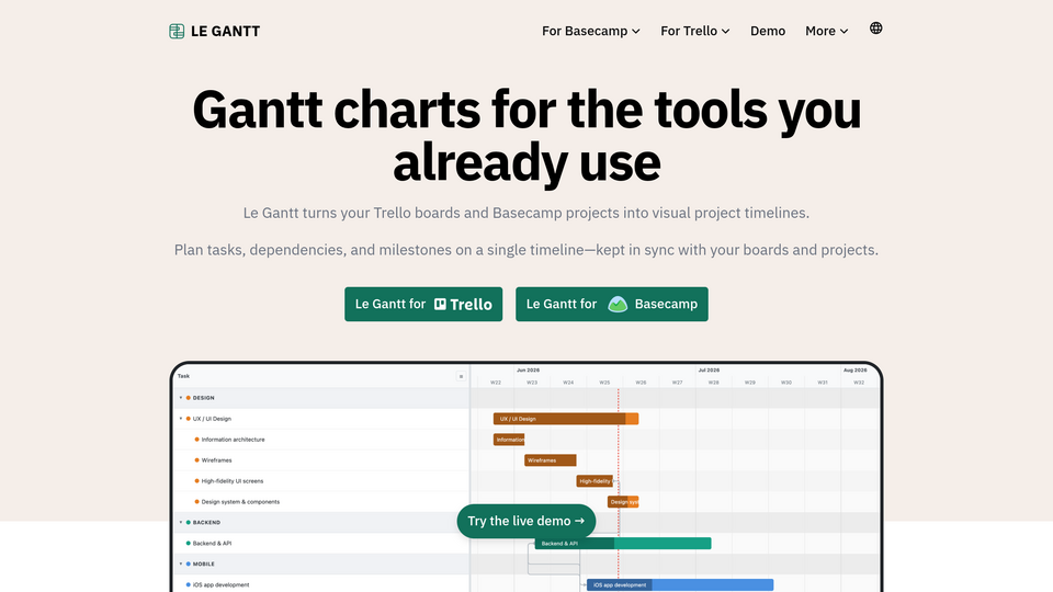 Screenshot of Le Gantt