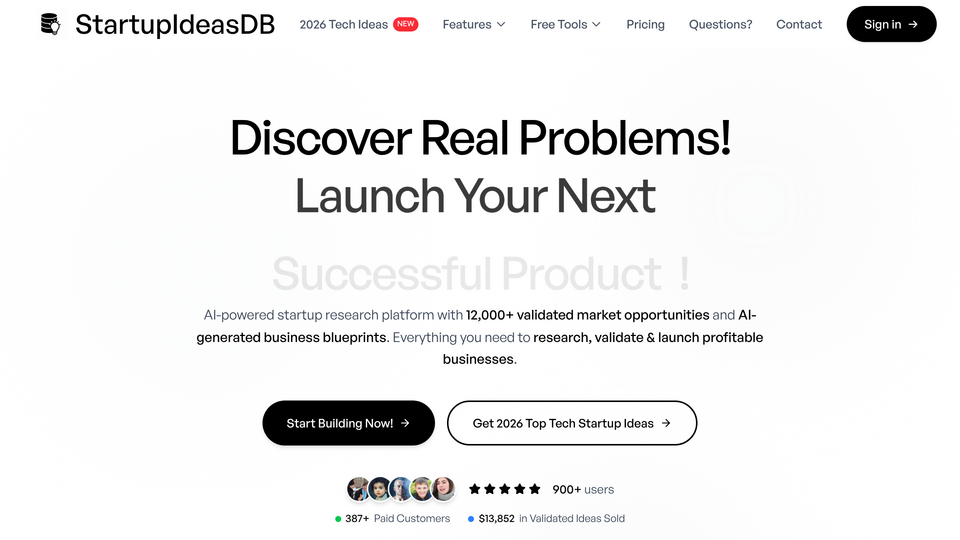 Screenshot of StartupIdeasDB