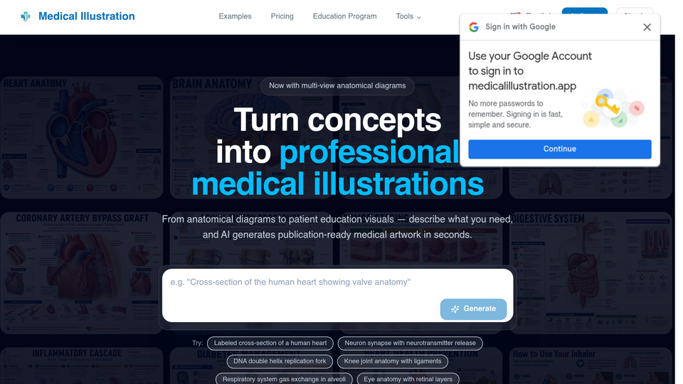 Screenshot of Medical Illustration AI