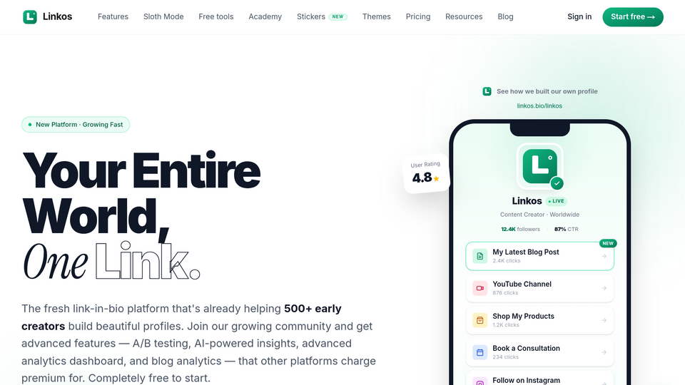Screenshot of Linkos