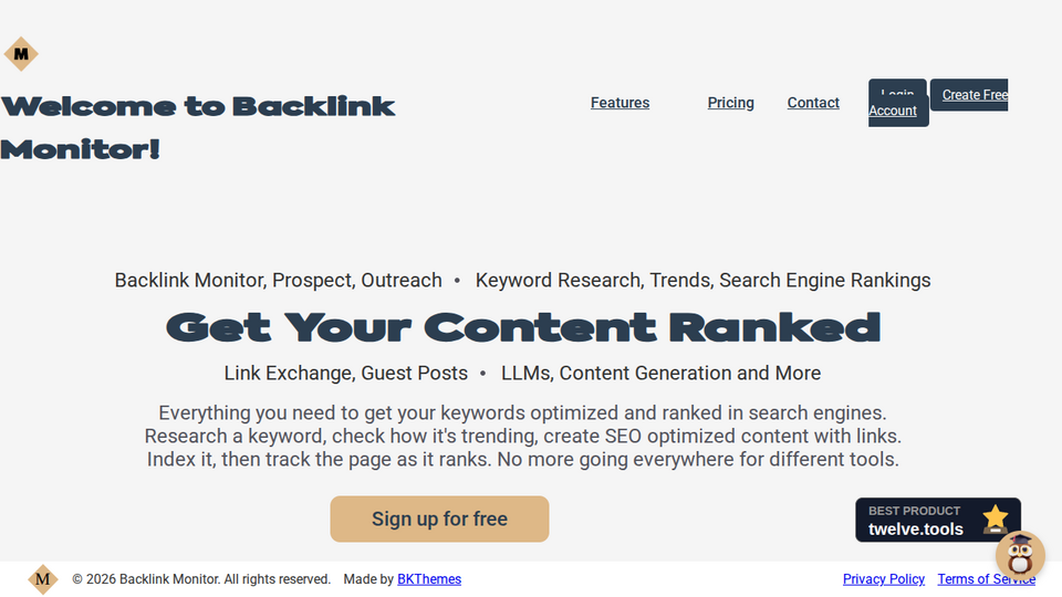 Screenshot of Backlink Monitor