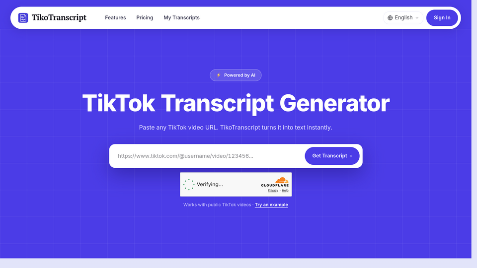 Screenshot of TikoTranscript
