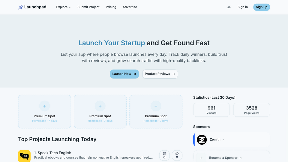 Screenshot of Launchpad