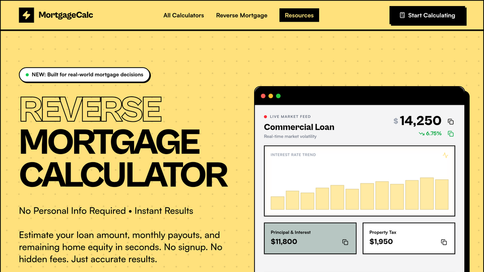 Screenshot of MortgageCalc