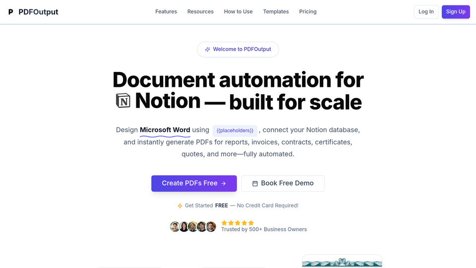 Screenshot of PDFOutput