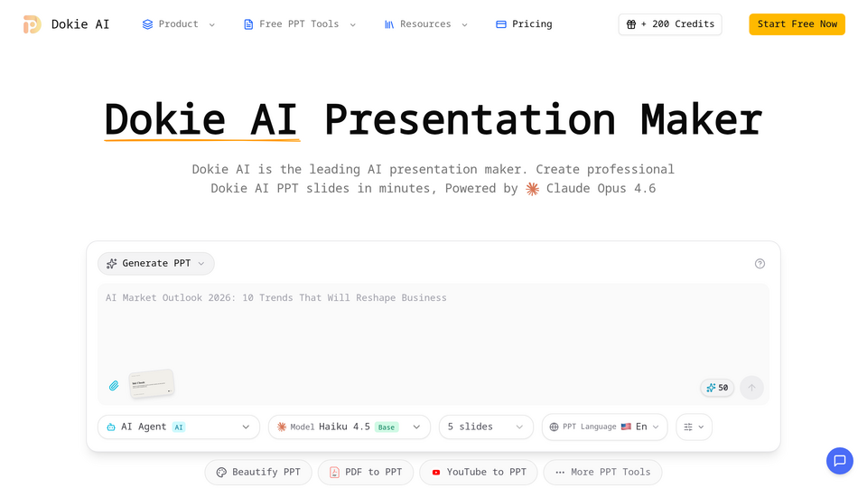 Screenshot of Dokie AI
