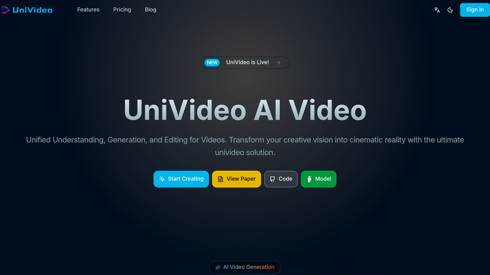 Screenshot of UniVideo