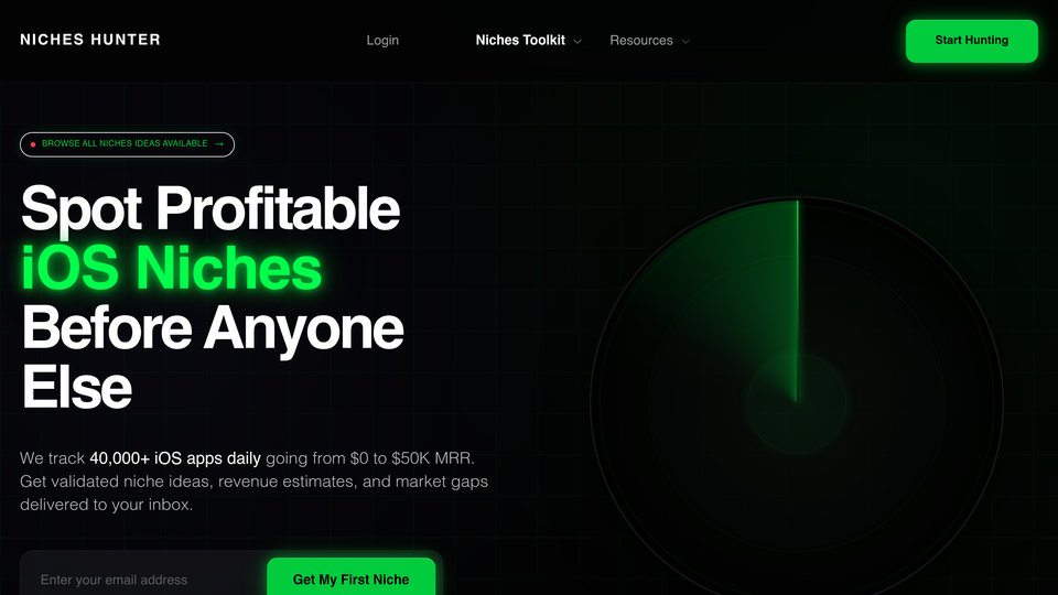 Screenshot of Niches Hunter