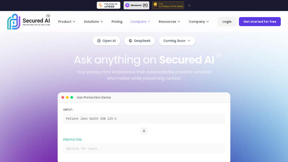 Screenshot of SecuredAI