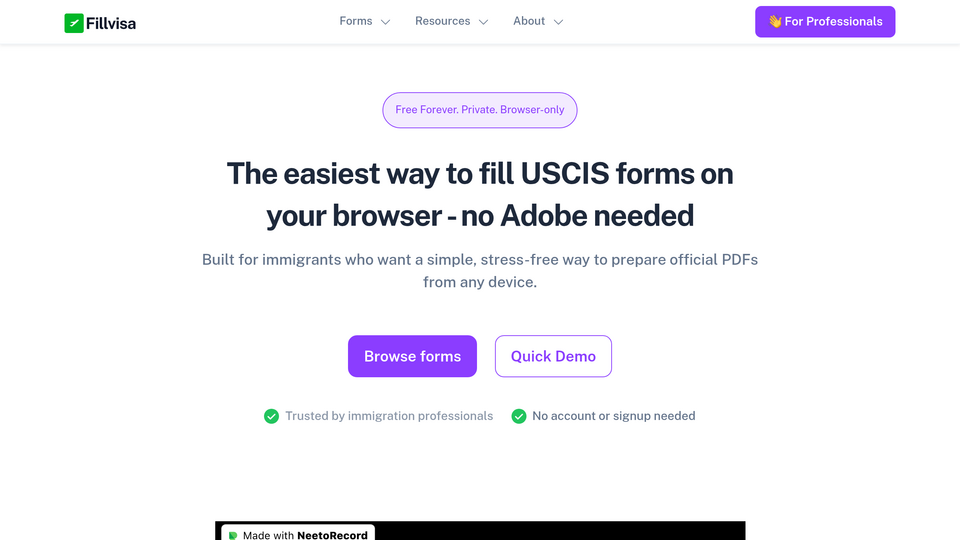 Screenshot of Fillvisa
