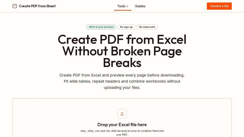 Screenshot of Create PDF from Sheet