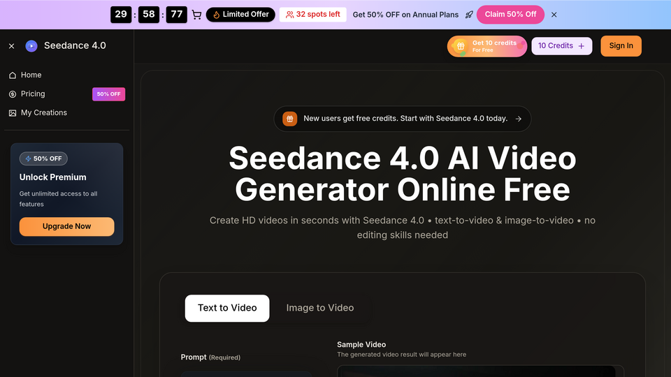 Screenshot of Seedance 4.0