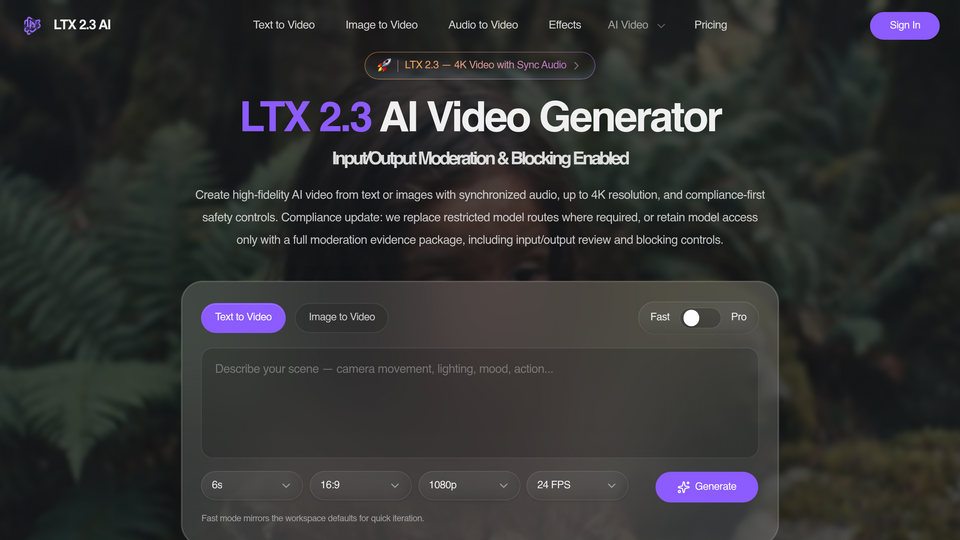 Screenshot of LTX 2.3 AI Video