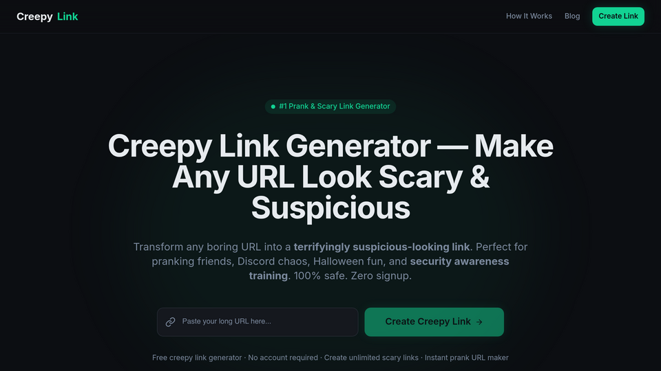 Screenshot of Creepy Link Generator