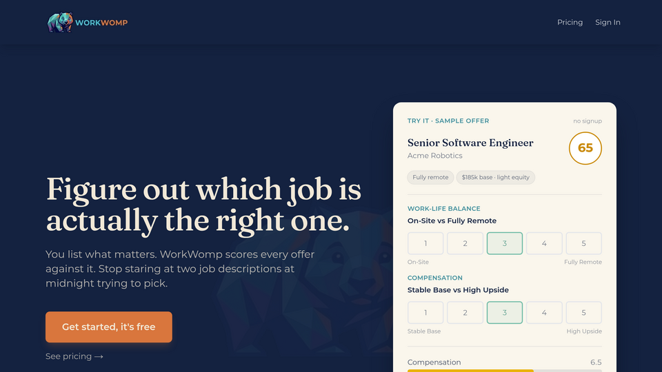 Screenshot of WorkWomp