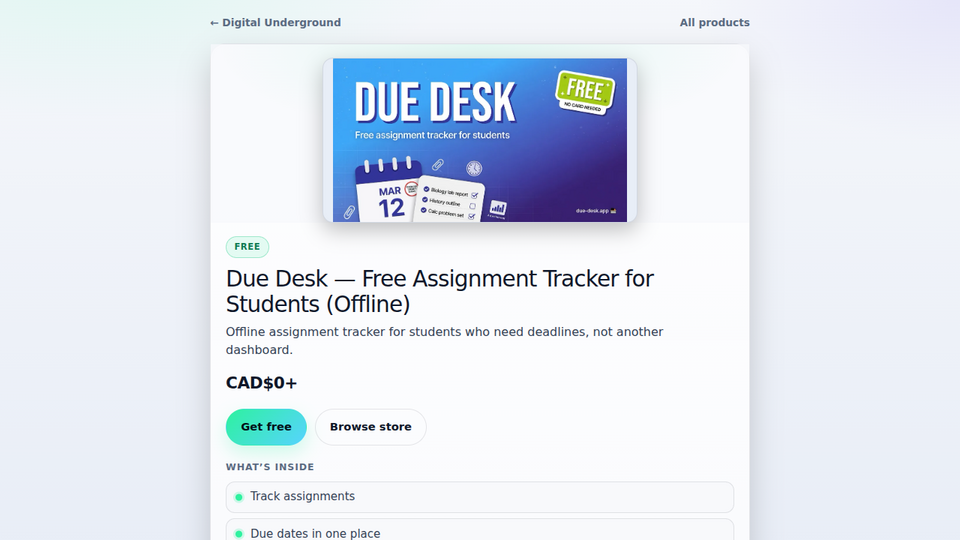 Screenshot of Due Desk