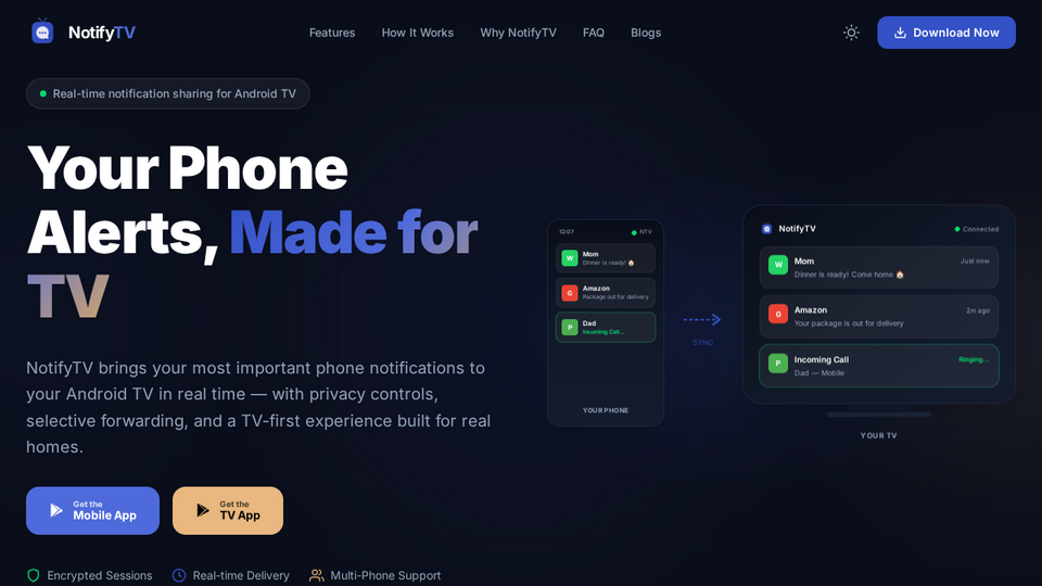 Screenshot of NotifyTV