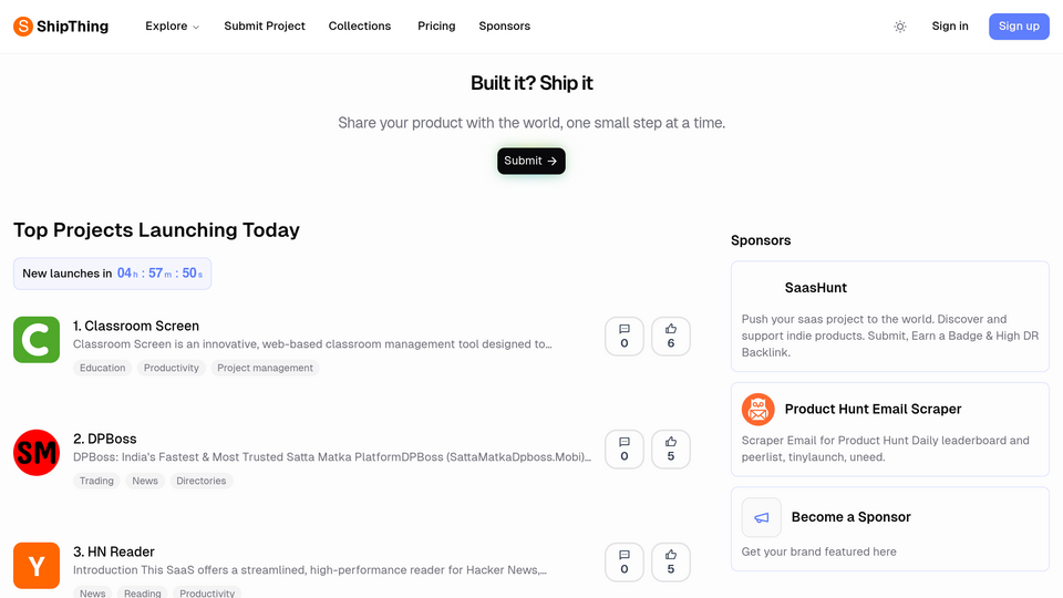 Screenshot of ShipThing