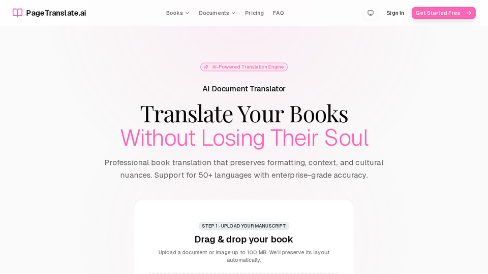 Screenshot of PageTranslate.ai