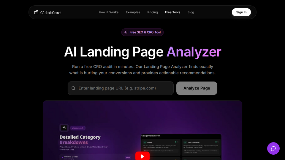 Screenshot of Landing Page Analyzer