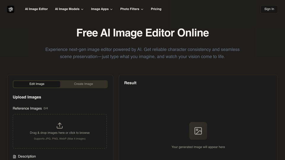 Screenshot of AI Image Editor