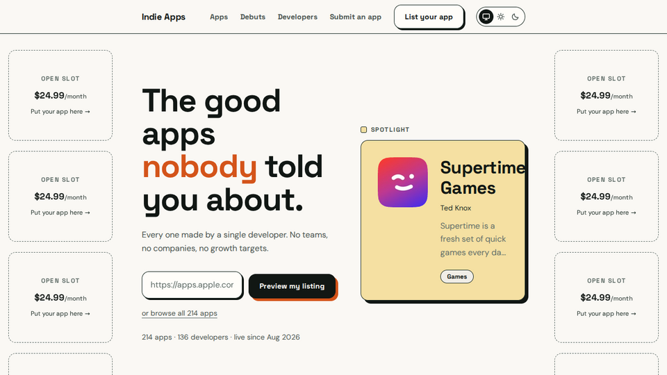 Screenshot of Indie Apps