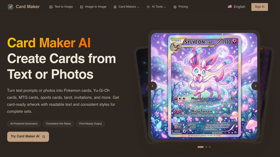 Screenshot of Card Maker AI