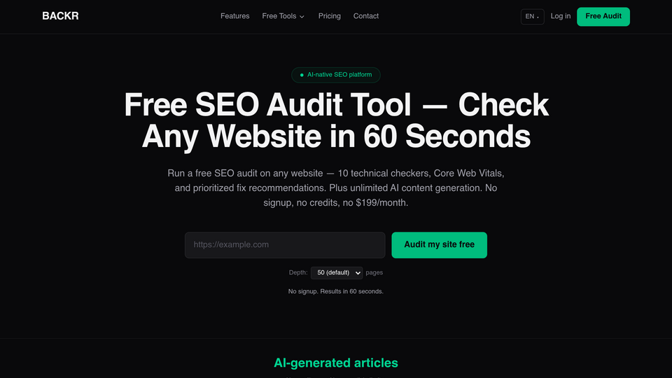 Screenshot of Backr