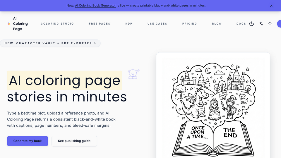 Screenshot of AI Coloring Page