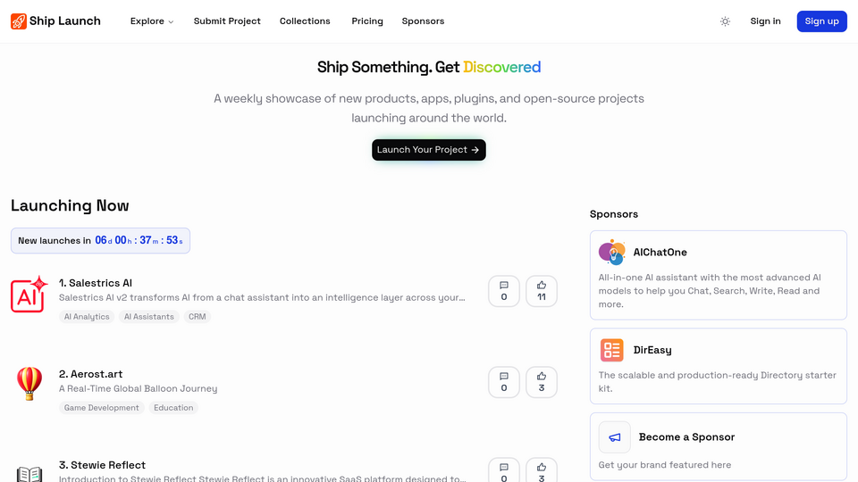 Screenshot of ShipLaunch