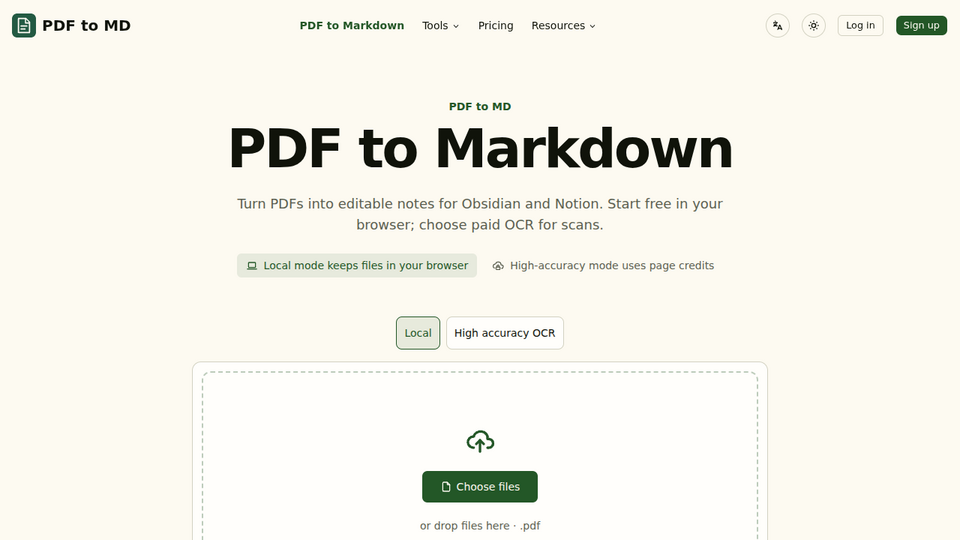 Screenshot of PDF to MD
