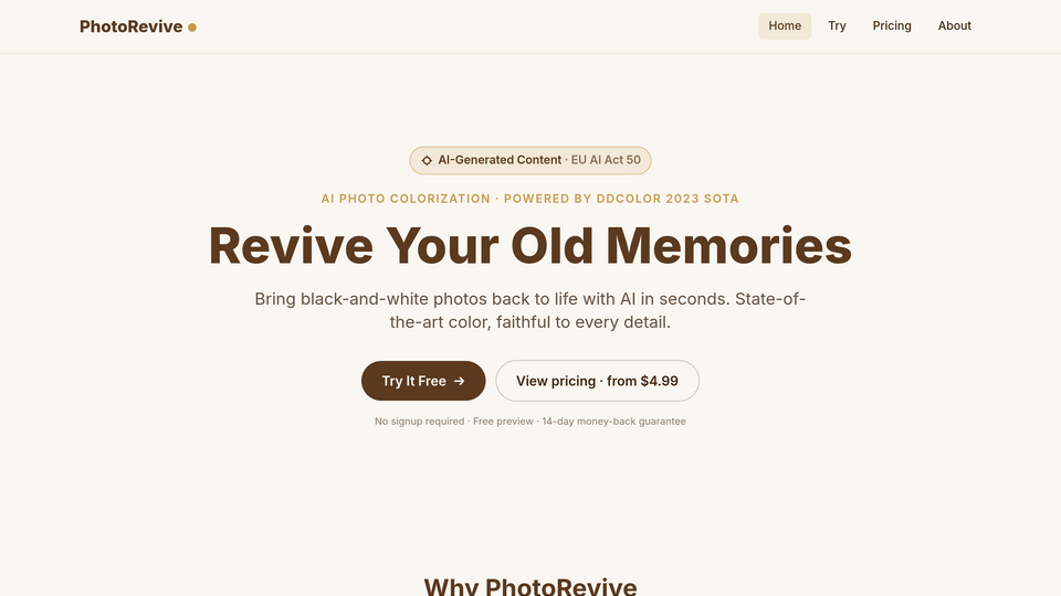 Screenshot of PhotoRevive
