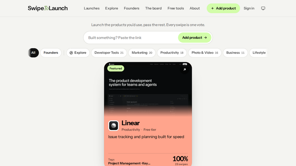 Screenshot of SwipeToLaunch