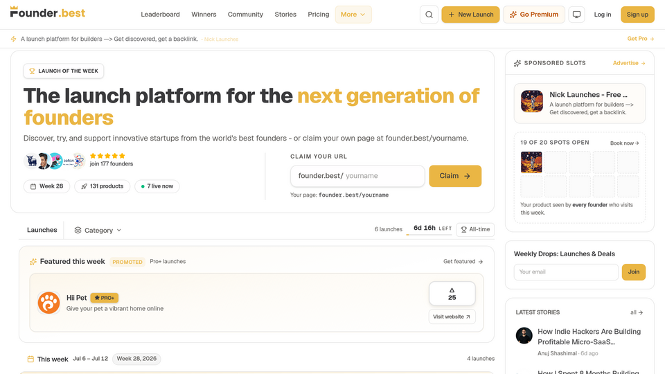 Screenshot of Founder Best
