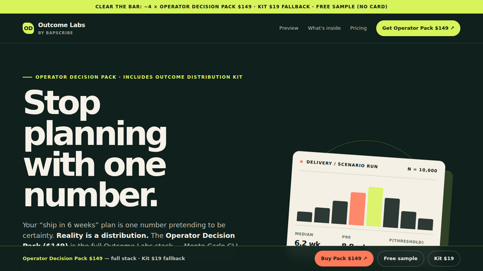 Screenshot of Outcome Distribution Kit