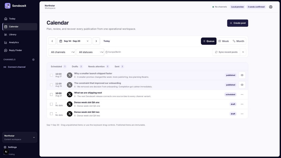 Screenshot of Sendezeit