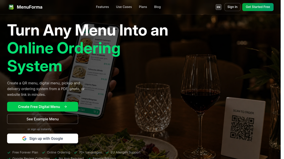 Screenshot of MenuForma - QR Menu