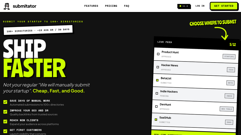 Screenshot of Submitator