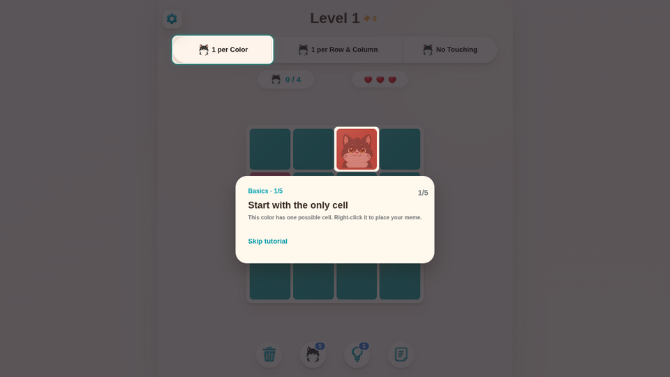 Screenshot of Cat Puzzle Game