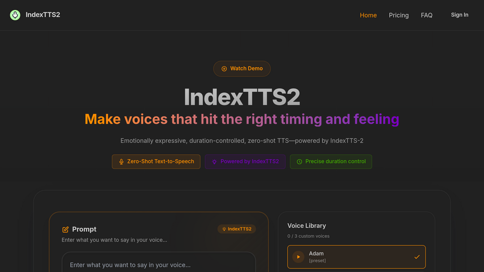 Screenshot of indexTTS2