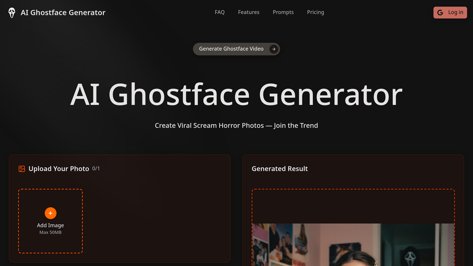 Screenshot of AI Ghostface Generator